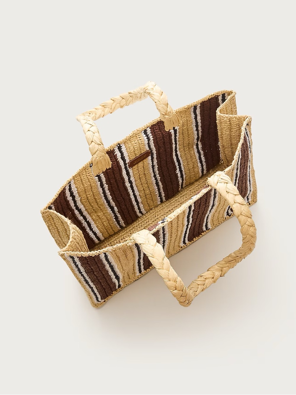 J. Crew Striped Woven Straw Tote in Natural, Brown and White - Picture 2 of 5